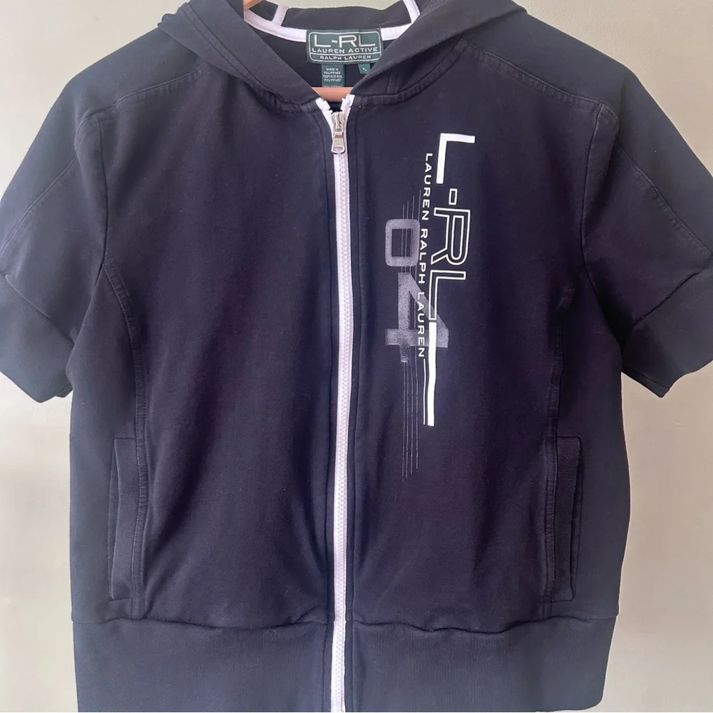 Lauren Ralph Lauren Active BlackWomen's Short Sleeve Zip-Up
Hoodie Sweatshirt XL - Picture 4 of 11